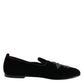 Dolce & Gabbana Black Velvet Crystal Crown Formal Dress Shoes