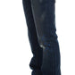 Jeans slim fit dipinti con lavaggio blu chic