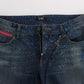 Jeans slim fit dipinti con lavaggio blu chic