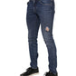Dolce & Gabbana Blue Washed Skinny Cotton Tattered Denim Jeans