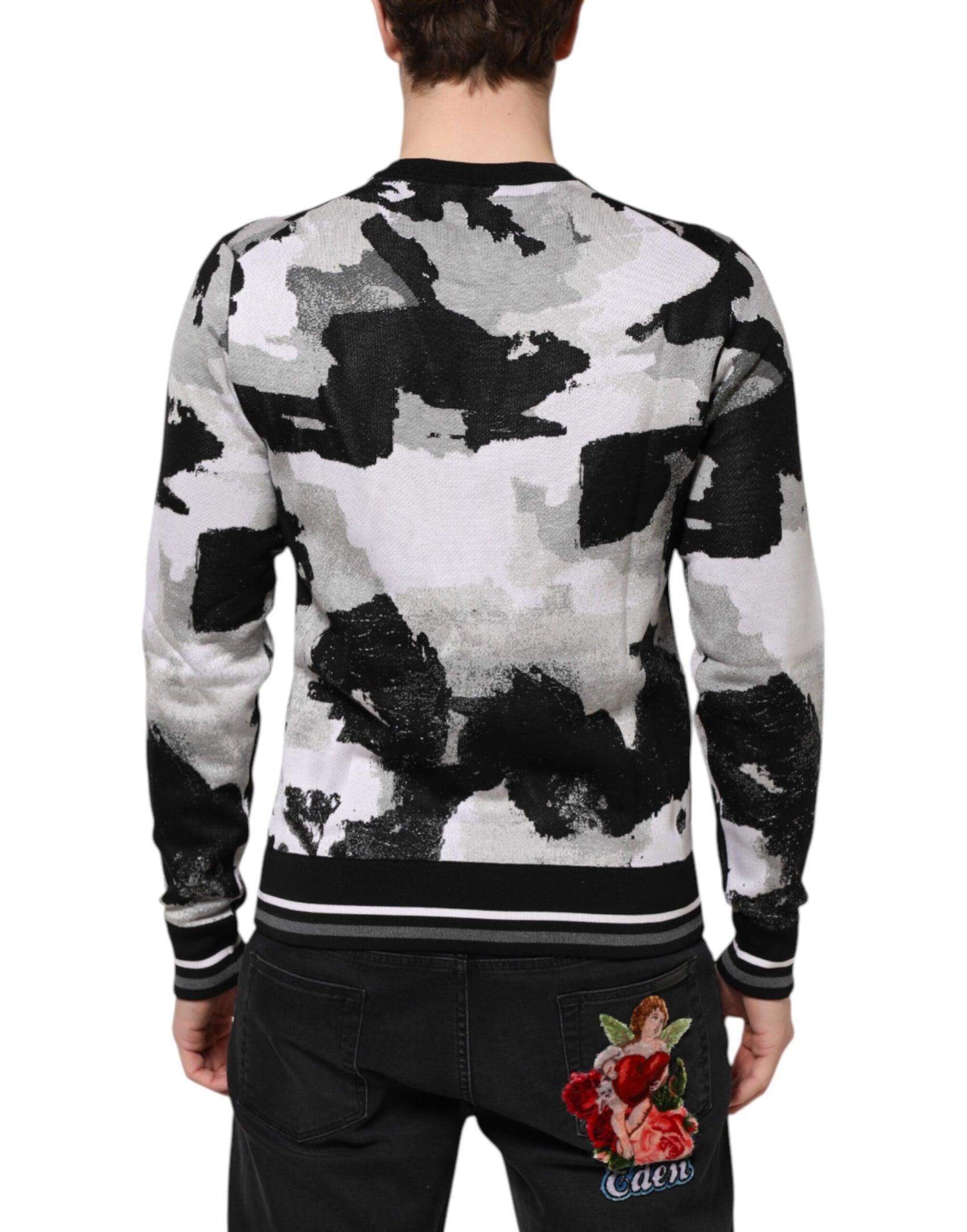 Dolce & Gabbana Multicolor Silk Camouflage Pullover Sweater