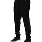 Dolce & Gabbana Black Viscose Skinny Logo Men Jogger Pants
