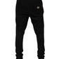 Dolce & Gabbana Black Viscose Skinny Logo Men Jogger Pants