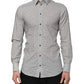 Dolce & Gabbana Gray Dotted Semi Fitted GOLD Men Formal Shirt
