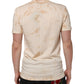 Dolce & Gabbana Beige Logo Print Short Sleeve V-neck T-shirt