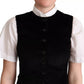 Dolce & Gabbana Black Brown Leopard Print Waistcoat Vest