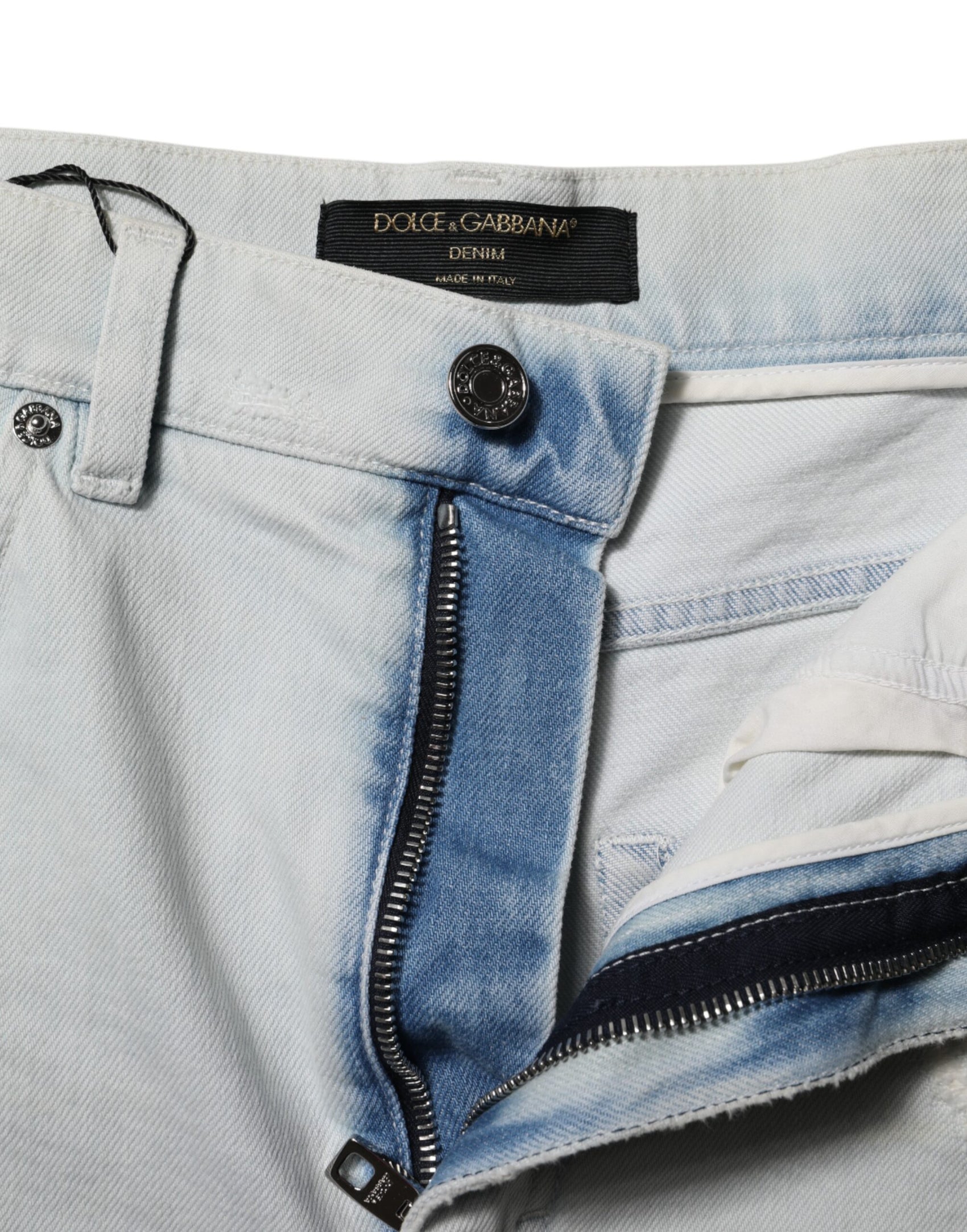 Dolce & Gabbana Light Blue Washed Denim Cotton Hot Pants Shorts