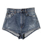 Dolce & Gabbana Blue Tattered Denim Cotton Hot Pants Shorts