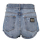 Dolce & Gabbana Blue Logo Plaque Denim Cotton Hot Pants Shorts