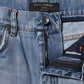 Dolce & Gabbana Blue Logo Plaque Denim Cotton Hot Pants Shorts