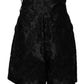Dolce & Gabbana Black Floral Embroidery Silk High Waist Shorts