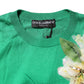 Dolce & Gabbana Green Floral Detailing Silk Pullover Sweater