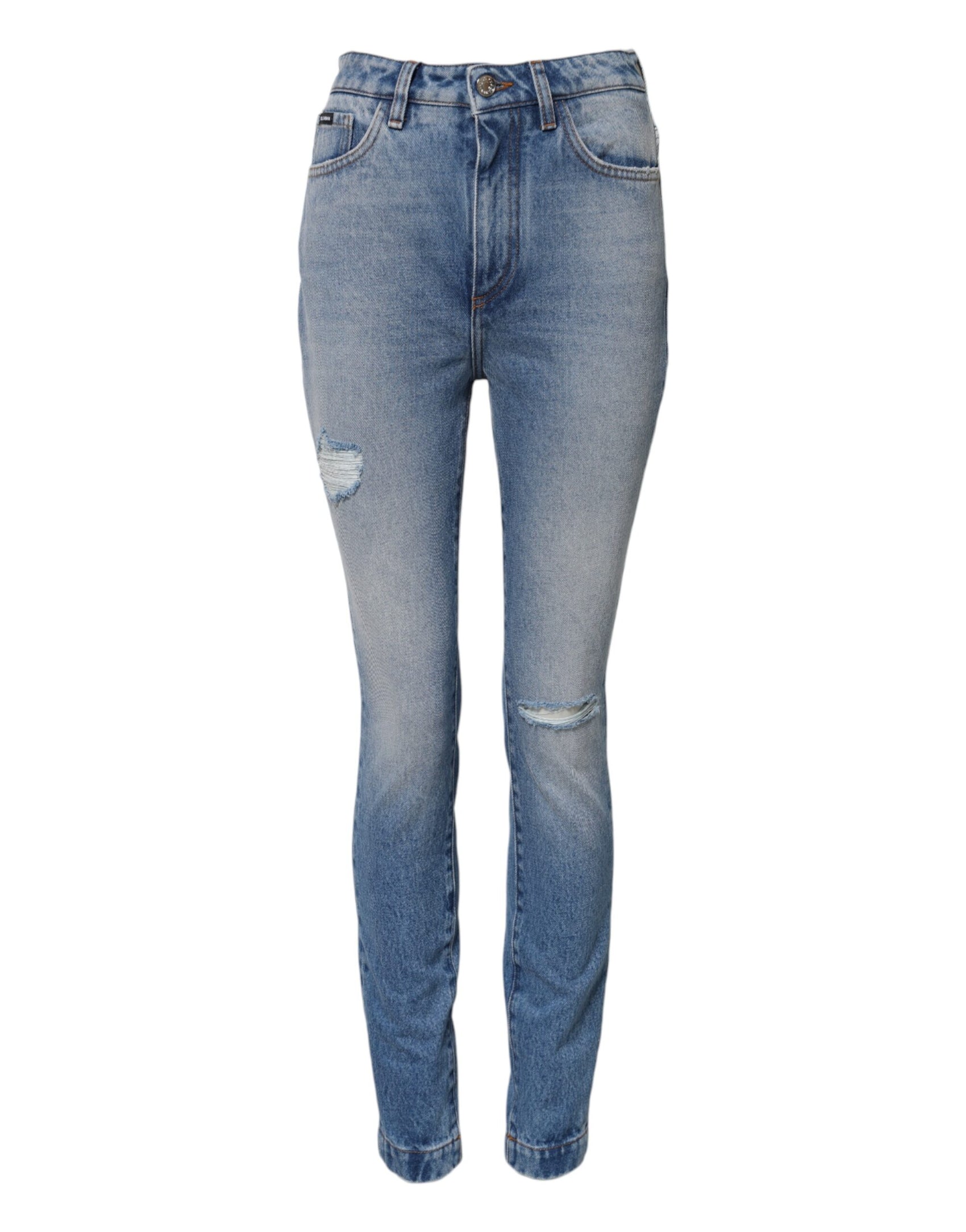 Dolce & Gabbana Blue Washed Skinny High Waist Denim Jeans