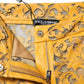 Dolce & Gabbana Yellow Floral Lace Mid Waist Capri Pants
