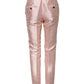 Dolce & Gabbana Pink Satin High Waist Tapered Pants