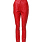 Dolce & Gabbana Red Viscose High Waist Tapered Trouser Pants
