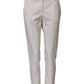 Dolce & Gabbana White Wool Mid Waist Tapered Trouser Pants