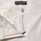Dolce & Gabbana White Wool Mid Waist Tapered Trouser Pants