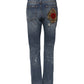 Dolce & Gabbana Blue Cotton Tattered Mid Waist Denim Jeans