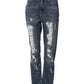 Dolce & Gabbana Blue Cotton Boyfriend Tattered Denim Jeans