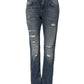 Dolce & Gabbana Blue Cotton Boyfriend Tattered Denim Jeans