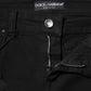 Dolce & Gabbana Black Cotton Logo Skinny Mid Waist Denim Jeans