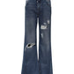 Dolce & Gabbana Blue Cotton Wide Leg Tattered Denim Jeans