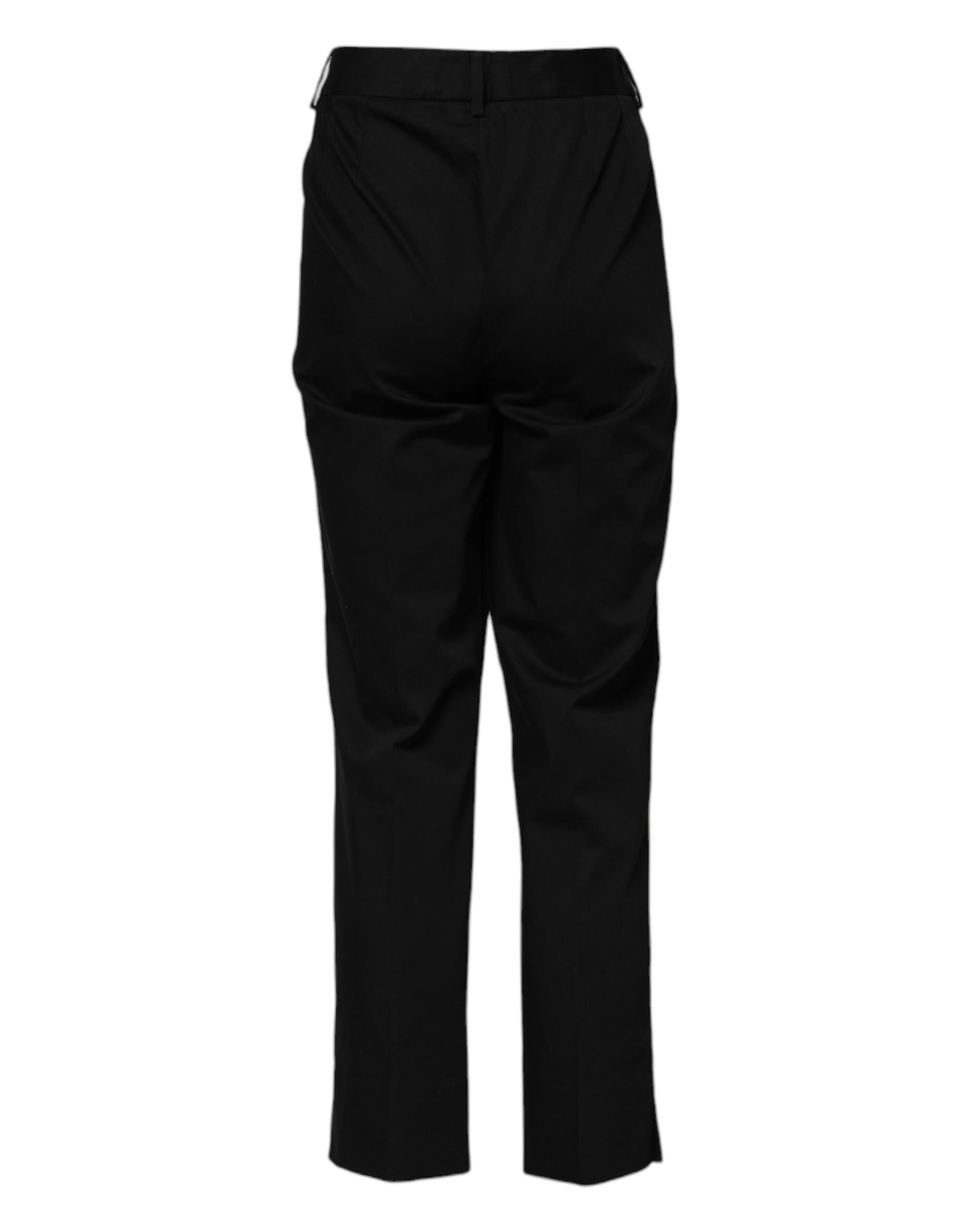 Dolce & Gabbana Black Cotton High Waist Formal Pants