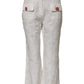 Dolce & Gabbana White Cotton Floral Jacquard Pants