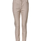 Elisabetta Franchi Beige High Waist Tapered Pants
