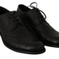 Elegant Black Leather Derby Wingtip Dress Shoes