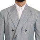 Elegante Blazer Doppiopetto Azzurro Chiaro