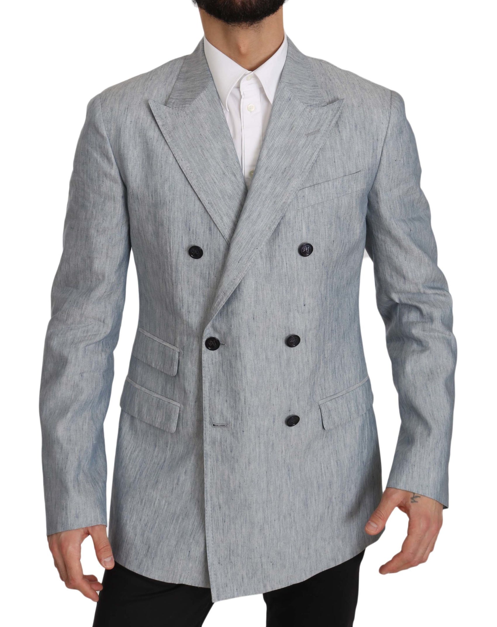 Elegante Blazer Doppiopetto Azzurro Chiaro