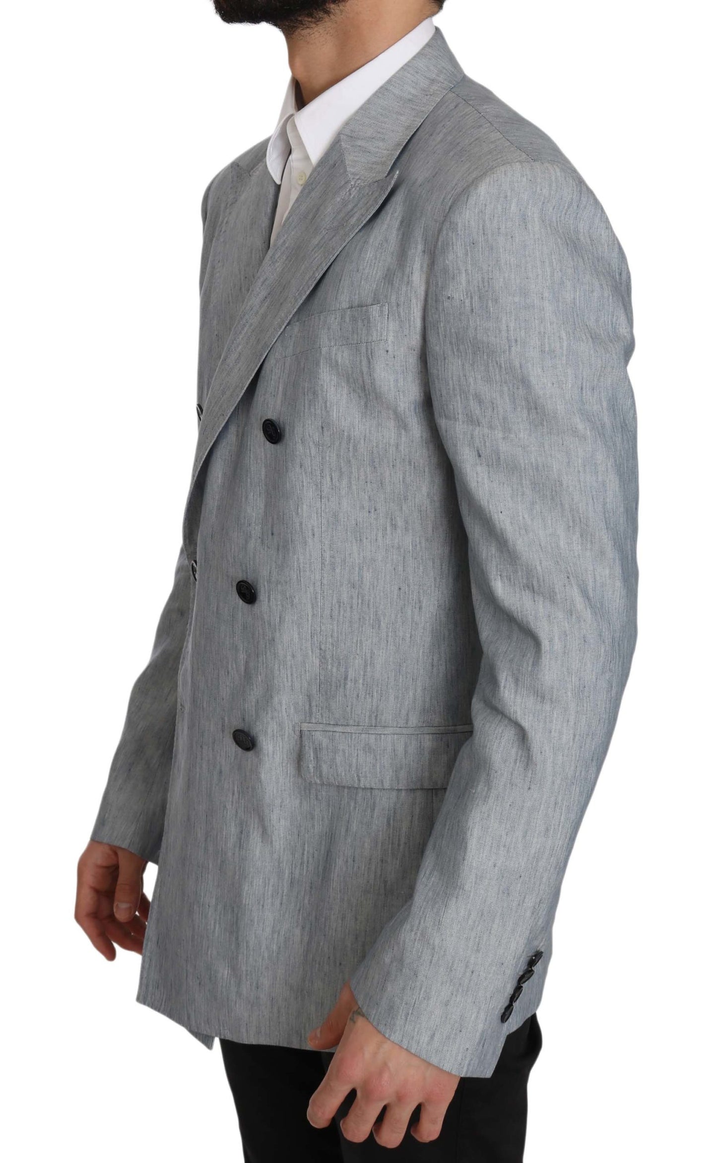 Elegante Blazer Doppiopetto Azzurro Chiaro