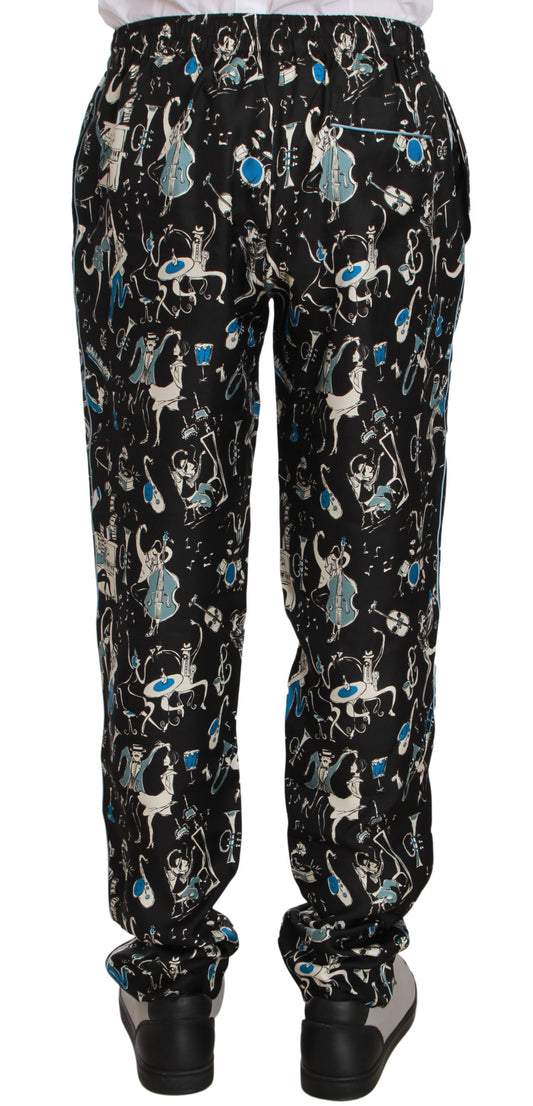 Elegante Loungehose aus Seide mit einzigartigem Print