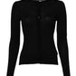 Dolce & Gabbana Black Wool Knit Crew Neck Cardigan Sweater