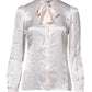Dolce & Gabbana White Ascot Collar Long Sleeve Blouse Top