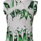 Dolce & Gabbana White Green Pea Print Sleeveless Blouse Top