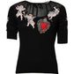 Dolce & Gabbana Black Sacred Heart Embroidered Crewneck Top