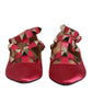 Prosperine Red Gold Studded Pointed Toe Ballet Flats Shoes