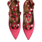 Prosperine Red Gold Studded Pointed Toe Ballet Flats Shoes