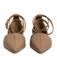 Max Mara Beige Leather Pointed Toe Sandals Ballet Flat Shoes