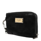 Dolce & Gabbana Black Nylon Logo Plaque Keyring Pouch Clutch Bag
