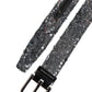 Dolce & Gabbana Black Sequins Silver Metal Logo Buckle Belt