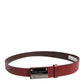 Dolce & Gabbana Maroon Classic Leather Metal Logo Buckle Belt