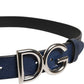 Dolce & Gabbana Blue Classic Silver Metal DG Logo Buckle Belt