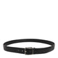 Dolce & Gabbana Black Classic Leather Silver Tone Buckle Belt