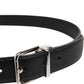 Dolce & Gabbana Black Classic Leather Silver Tone Buckle Belt