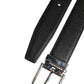 Dolce & Gabbana Black Classic Leather Silver Tone Buckle Belt