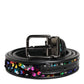 Dolce & Gabbana Black Sequin Embellished Metal Buckle Belt